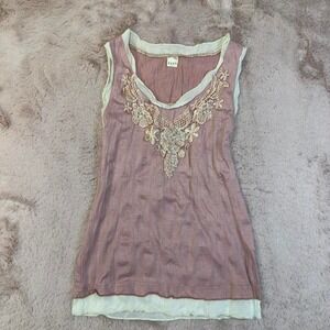 axes femme lace embellished fairy tank, whimsy boho, sequins, beaded trim, sheer